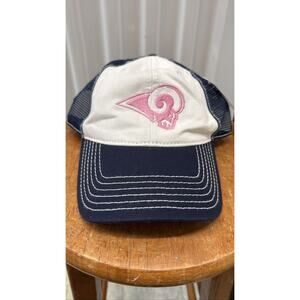 Los Angeles Rams NFL Trucker Hat Snapback Blue White Mesh PinkAdjustable 207